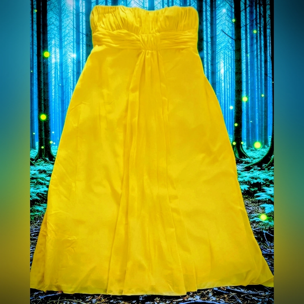 Alfred Angelo Empire Waist Floor Length Gown 7093W~Canary~Prom, Wedding, Gala